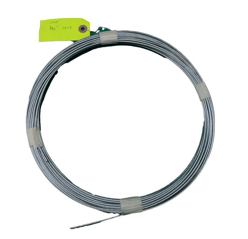 Galvanized Aircraft Cable - 3/32" 1x19