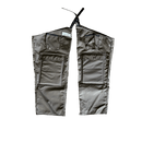 A pair of dark gray cargo chaps with multiple utility pockets and a black hanging strap, shown flat on a white background.
