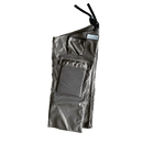 A dark brown/green water resistant chap  by Black water Trap Supply  with a front pocket and shown against a plain white background.