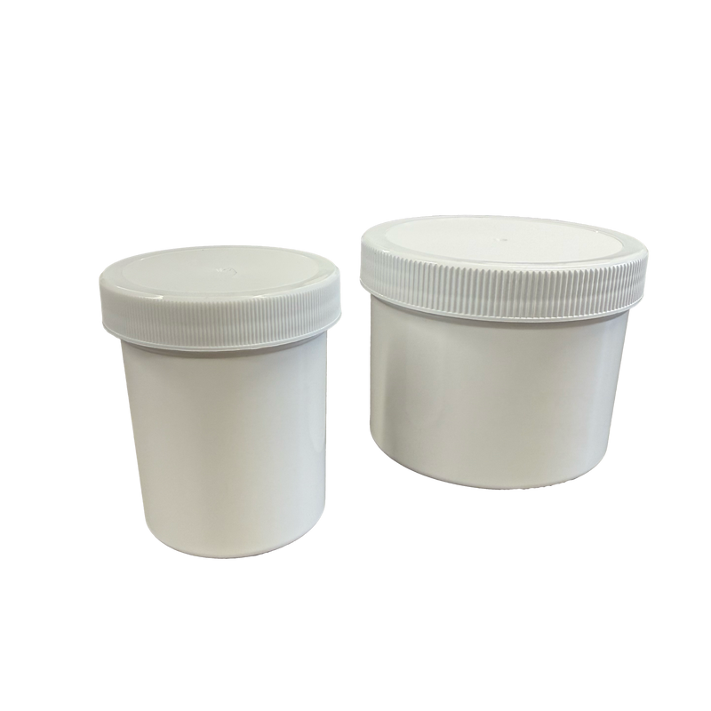 White Round Wide-Mouth Plastic Jars